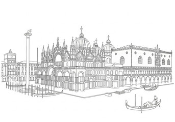 Fototapeta premium st. mark's basilica one line drawing