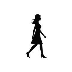 Woman walking silhouette simple minimalist design