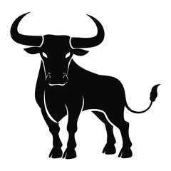 Powerful black bull silhouette strong animal icon