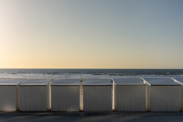 Traditional Beach Cabins on the Promenade in Middelkerke, Belgium