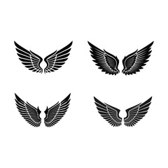 Elegant Winged Silhouette Tattoo Set