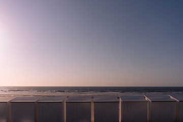 Traditional Beach Cabins on the Promenade in Middelkerke, Belgium
