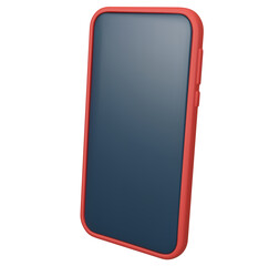 Realistic smartphone with screen off in red silicone case 3D vector illustration isolated on a white background