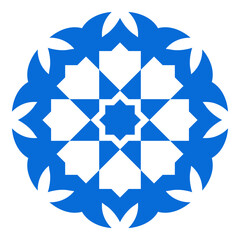 Islamic Mandala Tile loral Mosaic in Blue
