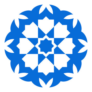 Islamic Mandala Tile loral Mosaic in Blue