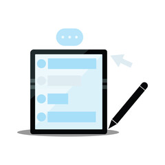 tablet  Messaging and Task Checklist Illustration