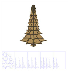 Christmas tree 3d Puzzle cnc laser cutting 3 mm
