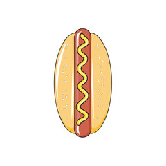 Delicious hot dog with mustard classic fast food