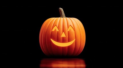 Festive Halloween Pumpkin with Carved Face