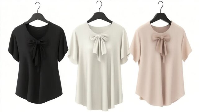 Elegant female blouses in black, white, and nude colors perfect for your wardrobe needs