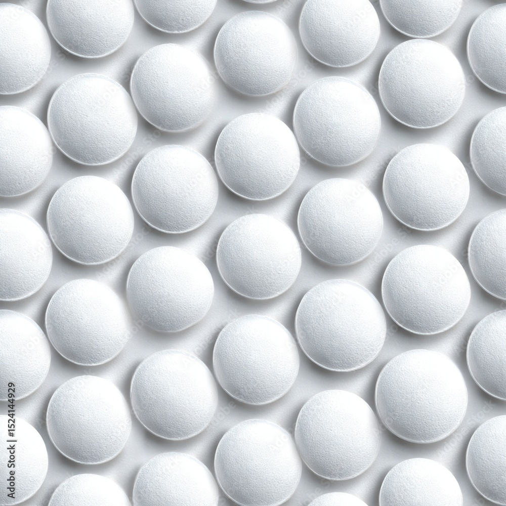 Poster seamless white tablets arranged in a pattern create striking visual texture, suitable for background