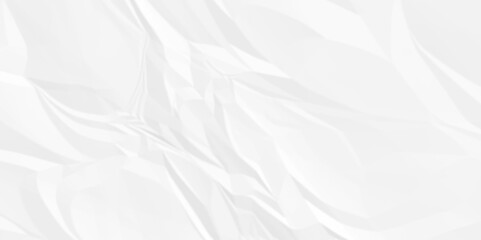 White crumpled recycled craft paper texture background. Abstract blank background with space paper for text. Newspaper material wrinkled rough canvas paper texture.	