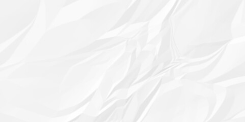 White crumpled recycled craft paper texture background. Abstract blank background with space paper for text. Newspaper material wrinkled rough canvas paper texture.	