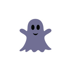 Friendly purple ghost cartoon character halloween