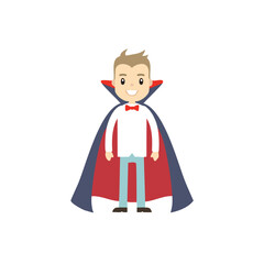 Happy boy dressed in vampire costume for halloween