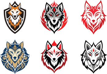 Obraz premium Striking Wolf Head Designs Perfect for Branding Logos and Mascot Creation
