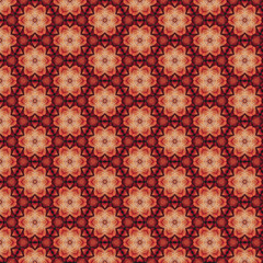 seamless pattern of orange sunflower into a beautiful geometry seamless pattern