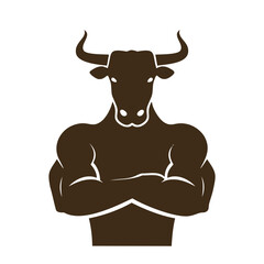 Muscular bull strong powerful animal logo design