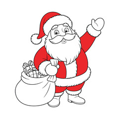 Vector illustration of a jovial Santa Claus with a smile Christmas background with white