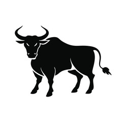 Powerful black bull silhouette strong animal icon