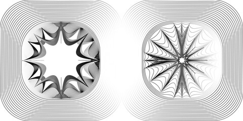 White abstract background with circles. Twisted circular lines pattern. Geometric spiral. . Modern graphic design. Futuristic technology concept.