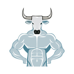 Powerful muscular bull bodybuilder strong animal