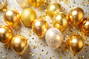 golden christmas and birthday balloons
