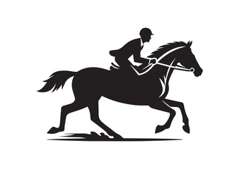 A man riding a horse with high speed running Silhouette Vector