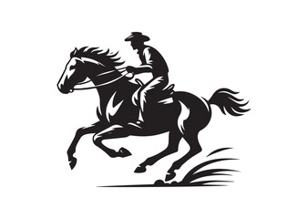 A man riding a horse with high speed running Silhouette Vector
