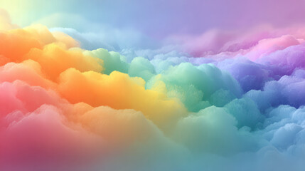 Colorful gradient cloud backdrop for pride month with soft pastel hues blending beautifully in sky creating calm and uplifting atmosphere.