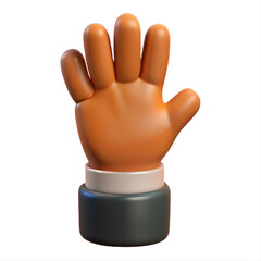 Obraz premium Cartoon hand gesture five fingers up isolated on transparent background