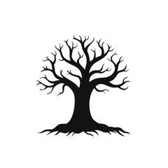 Obraz premium Silhouette of a bare winter tree with roots