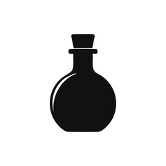 Round glass bottle with cork stopper simple icon