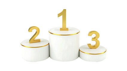 Empty winners' podium with three tiers, PNG format, isolated on a transparent background