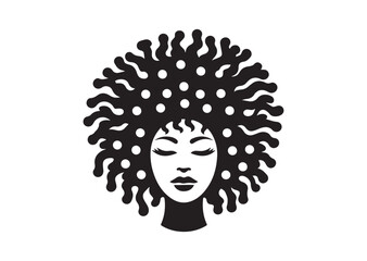 African woman face vector Silhouette hair style Vector