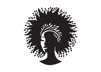 African woman face vector Silhouette hair style Vector