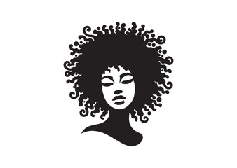 African woman face vector Silhouette hair style Vector