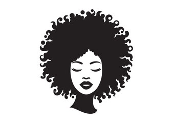 African woman face vector Silhouette hair style Vector