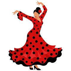 Flamenco Dancer in Red Polka Dot Dress