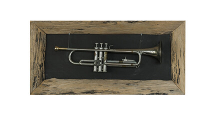 old Trumpet in wooden box