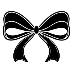 Illustration of a black ribbon bow with white outline on a white background on transparent background