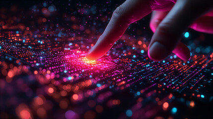 A.I. Artificial Intelligence Human Interaction Concept Digital Futuristic Background.