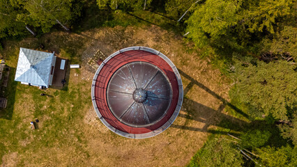 Exploring the historical lighthouse structure on Ruhnu Island in Estonia during daylight