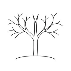 Obraz premium Simple line drawing of a bare winter tree