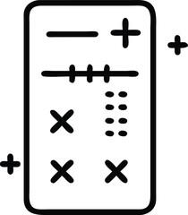 Fototapeta premium Line art calculator icon with math symbols isolated on white background