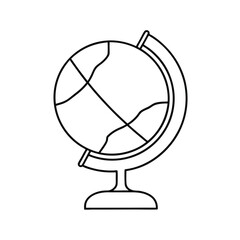 Simple line drawing of a world globe on stand