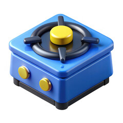 Blue single burner stovetop icon isolated on transparent background
