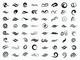 Vector elements with curvy and spiral designs