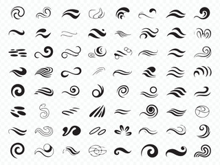 Hand-drawn abstract swirl and wave icons Vector