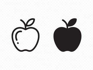 Flat Apple Outline and Filled Shape Vector